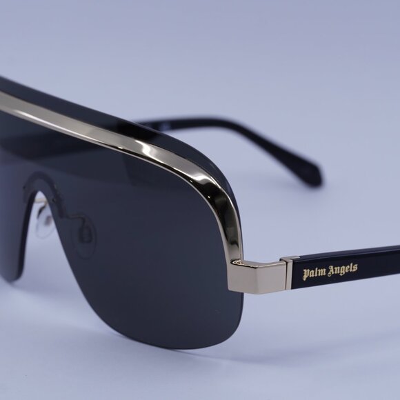 Palm Angels PERI10I KING 1007 Sunglasses Black/Gold Shield Frame, Grey Lenses - Picture 9 of 11